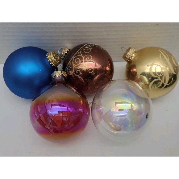 Mixed Lot 27 Christmas By Krebs Glass Ornaments Blue Gold Red Brown Opalescent - Picture 10 of 11